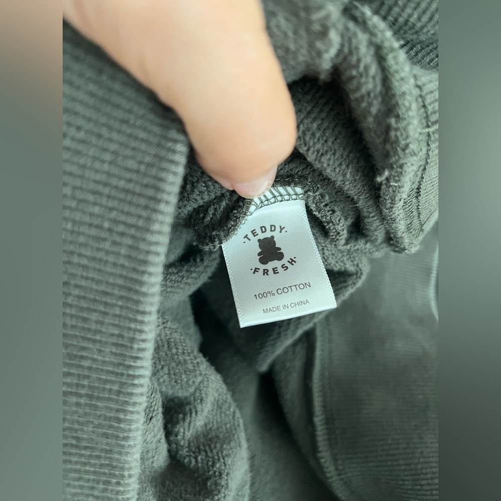 Teddy Fresh Gray Cream Black Colorblock Hoodie Mens Medium Long Sleeve - Picture 7 of 11